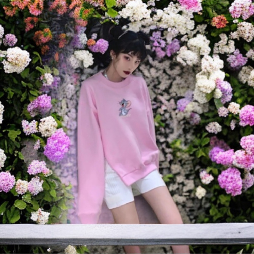 Rare-limited edition - Vintage -Tom &Jerry SMFK-Pink Sweatshirt-GUC- Sz M-L 🍂😍‌‌